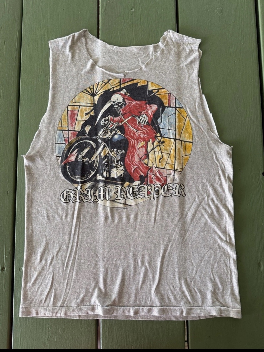 Vintage 80s Grim Reaper Fear No Evil Band Tour Shirt Distressed Faded Metal Rock